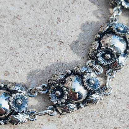 Vintage Silver Flower Necklace by Niels Erik From 1945-1955
