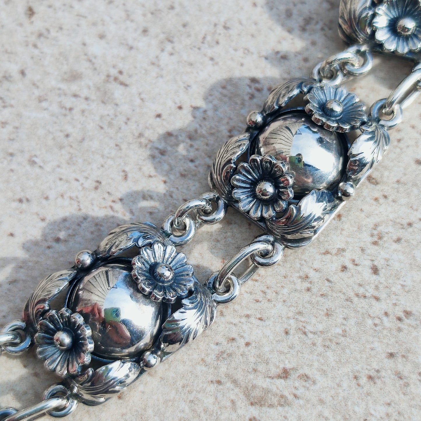 Vintage Silver Flower Necklace by Niels Erik From 1945-1955