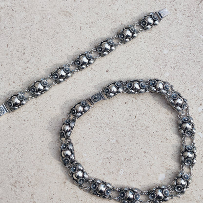 Vintage Silver Flower Necklace by Niels Erik From 1945-1955