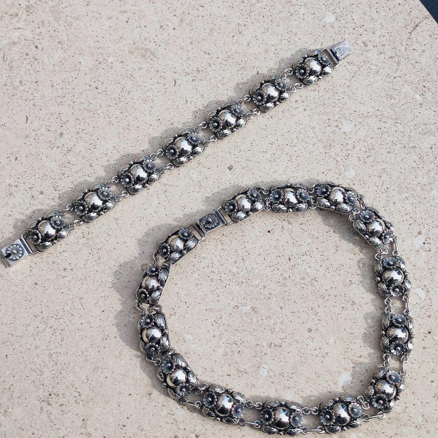 Vintage Silver Flower Bracelet by Niels Erik From 1945-1955