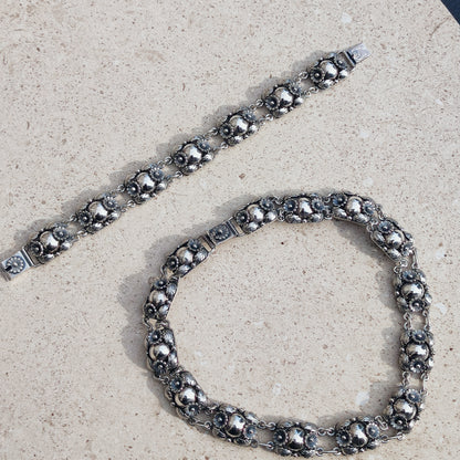 Vintage Silver Flower Bracelet by Niels Erik From 1945-1955