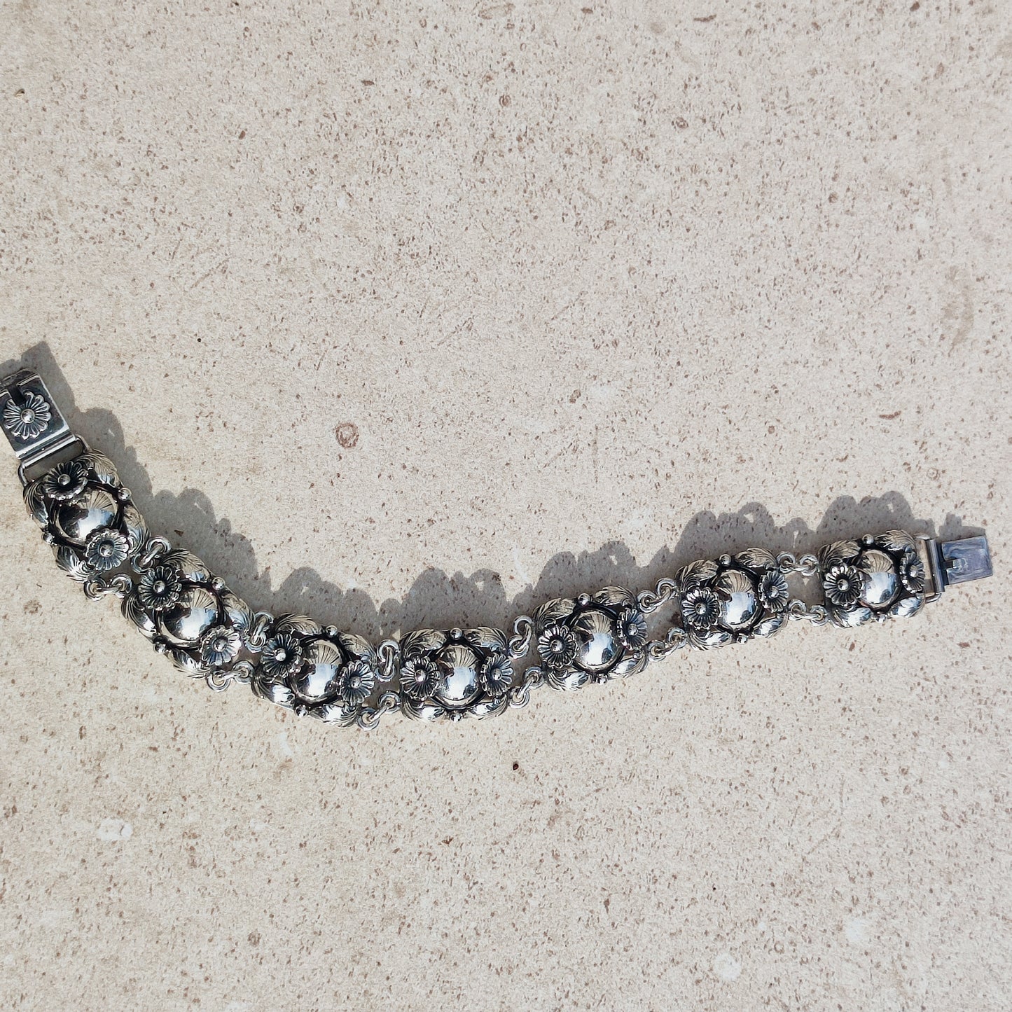 Vintage Silver Flower Bracelet by Niels Erik From 1945-1955