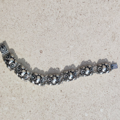 Vintage Silver Flower Bracelet by Niels Erik From 1945-1955