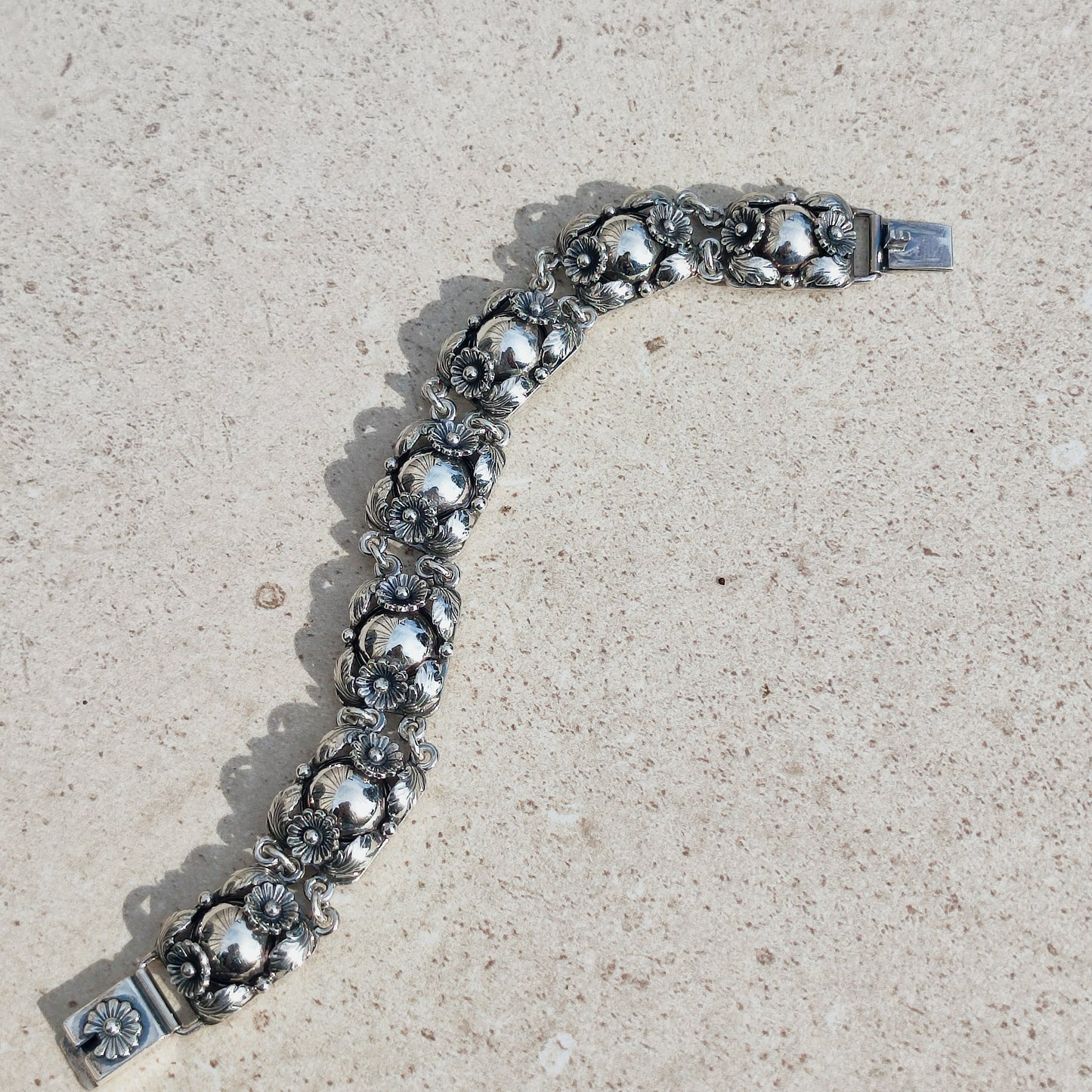 Vintage Silver Flower Bracelet by Niels Erik From 1945-1955