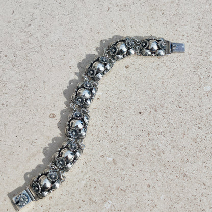 Vintage Silver Flower Bracelet by Niels Erik From 1945-1955