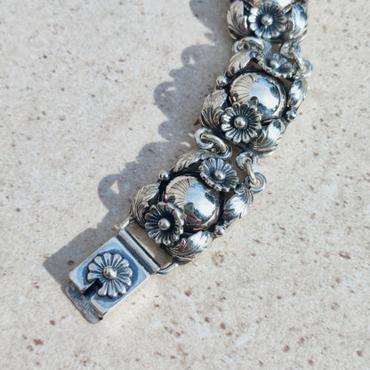 Vintage Silver Flower Bracelet by Niels Erik From 1945-1955
