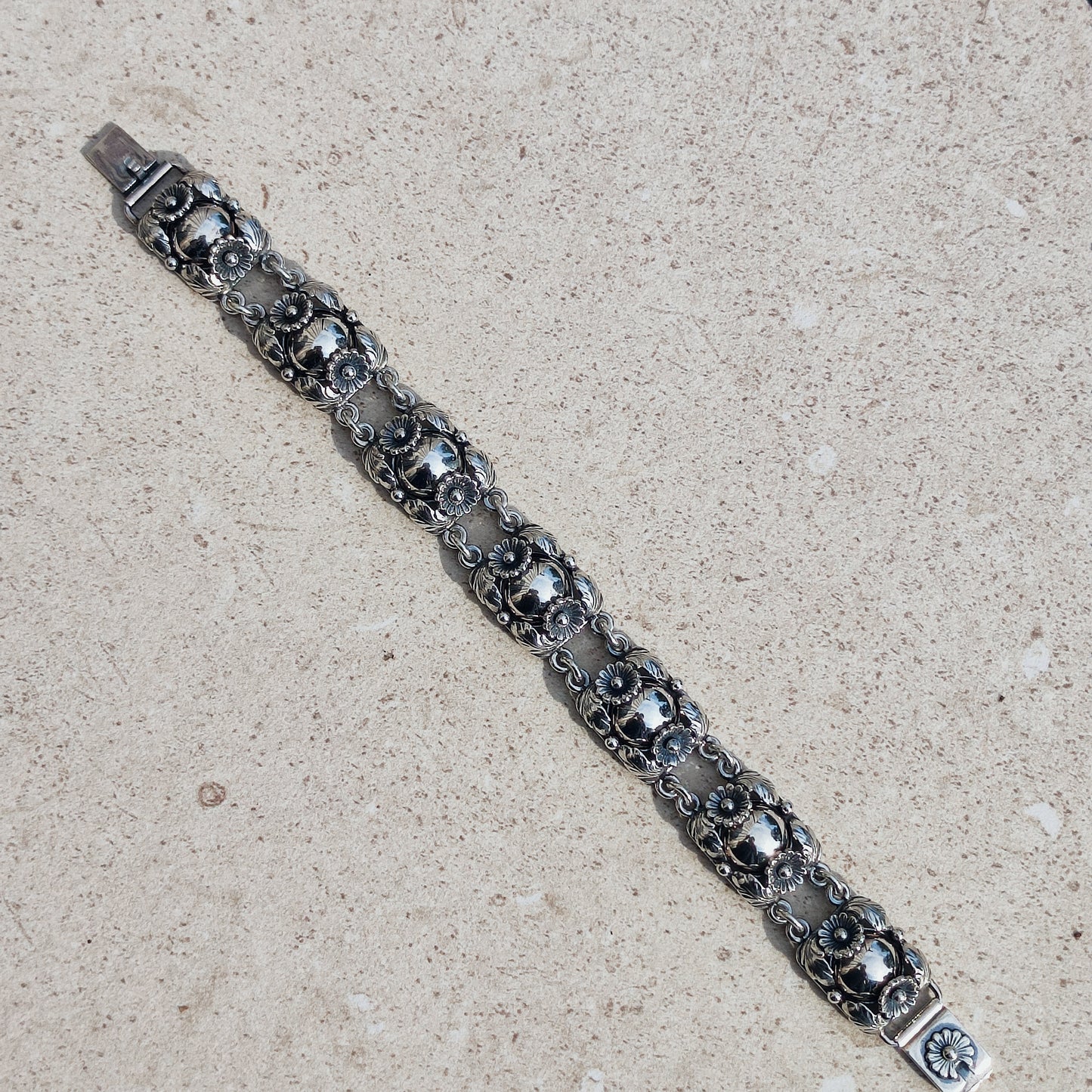Vintage Silver Flower Bracelet by Niels Erik From 1945-1955
