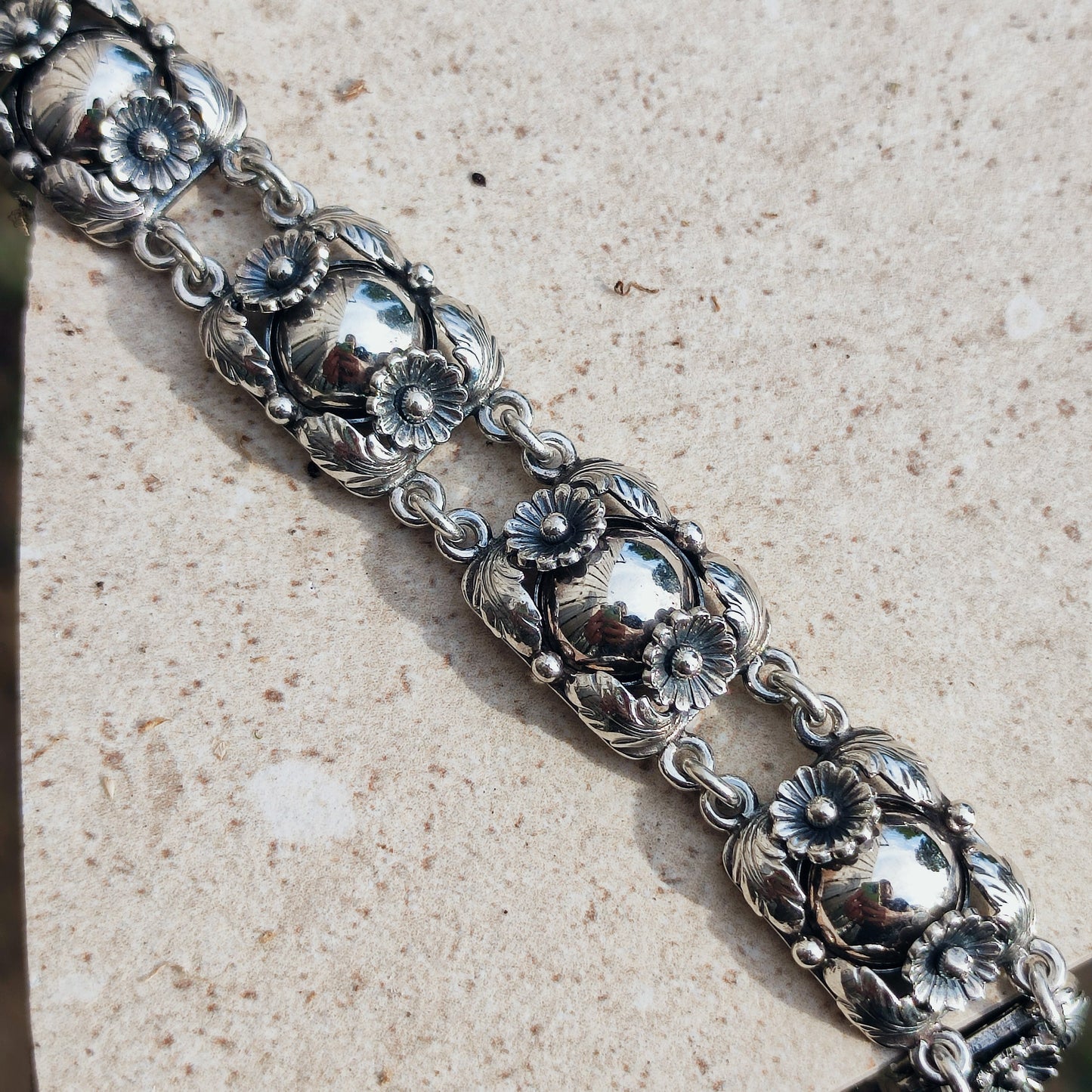 Vintage Silver Flower Bracelet by Niels Erik From 1945-1955