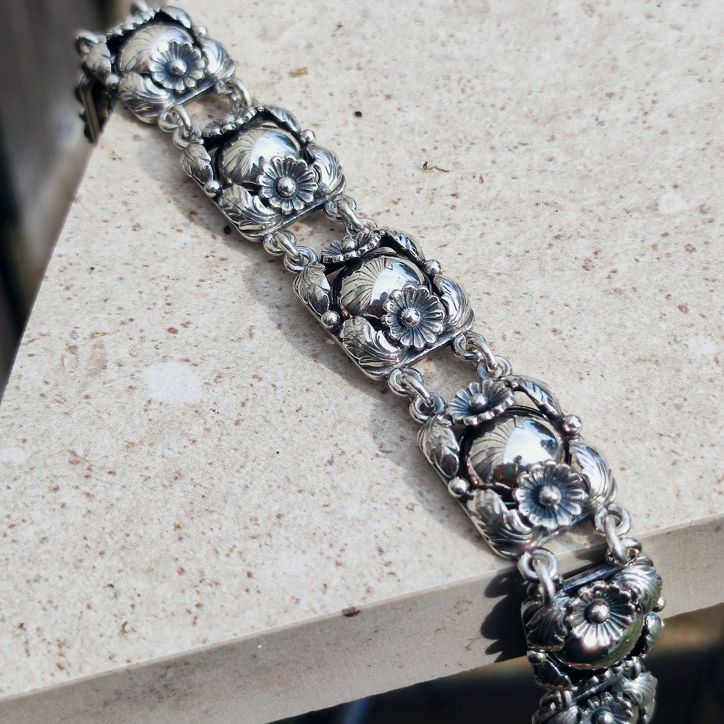 Vintage Silver Flower Bracelet by Niels Erik From 1945-1955