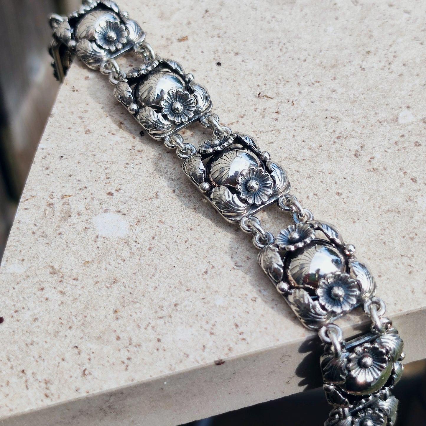 Vintage Silver Flower Bracelet by Niels Erik From 1945-1955