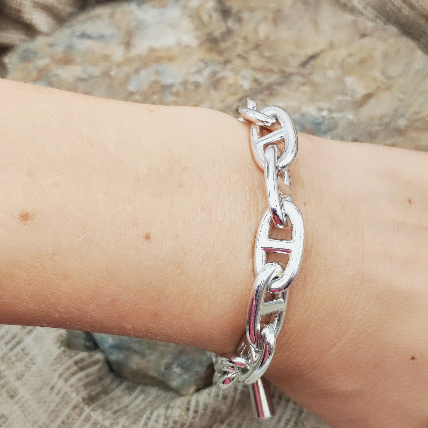 Vintage Hermès Chaîne d’Ancre Grand Modèle Sterling Silver Bracelet circa 1980