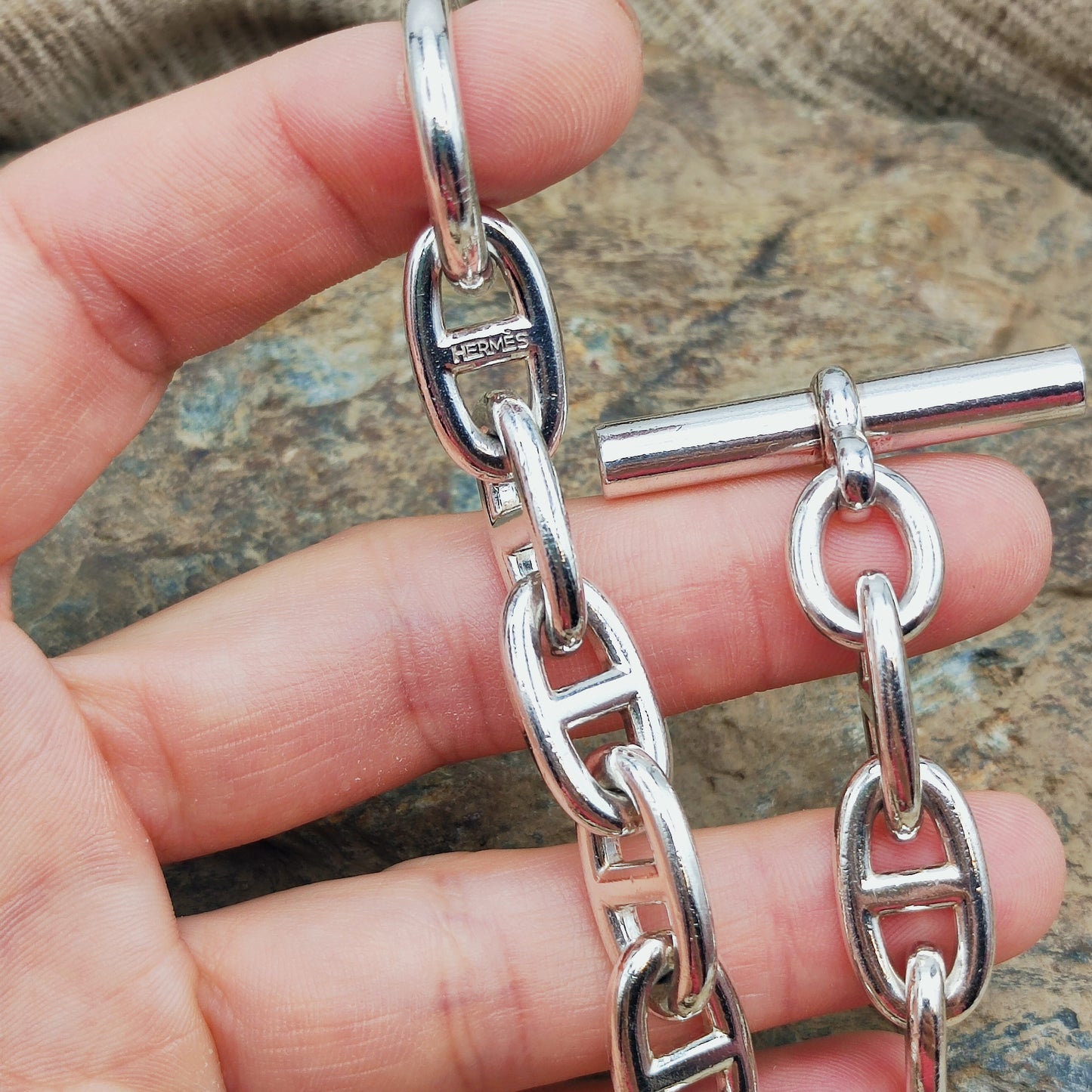 Vintage Hermès Chaîne d’Ancre Grand Modèle Sterling Silver Bracelet circa 1980