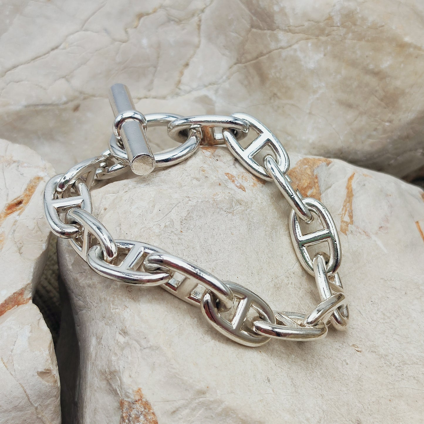 Vintage Hermès Chaîne d’Ancre Grand Modèle Sterling Silver Bracelet circa 1980