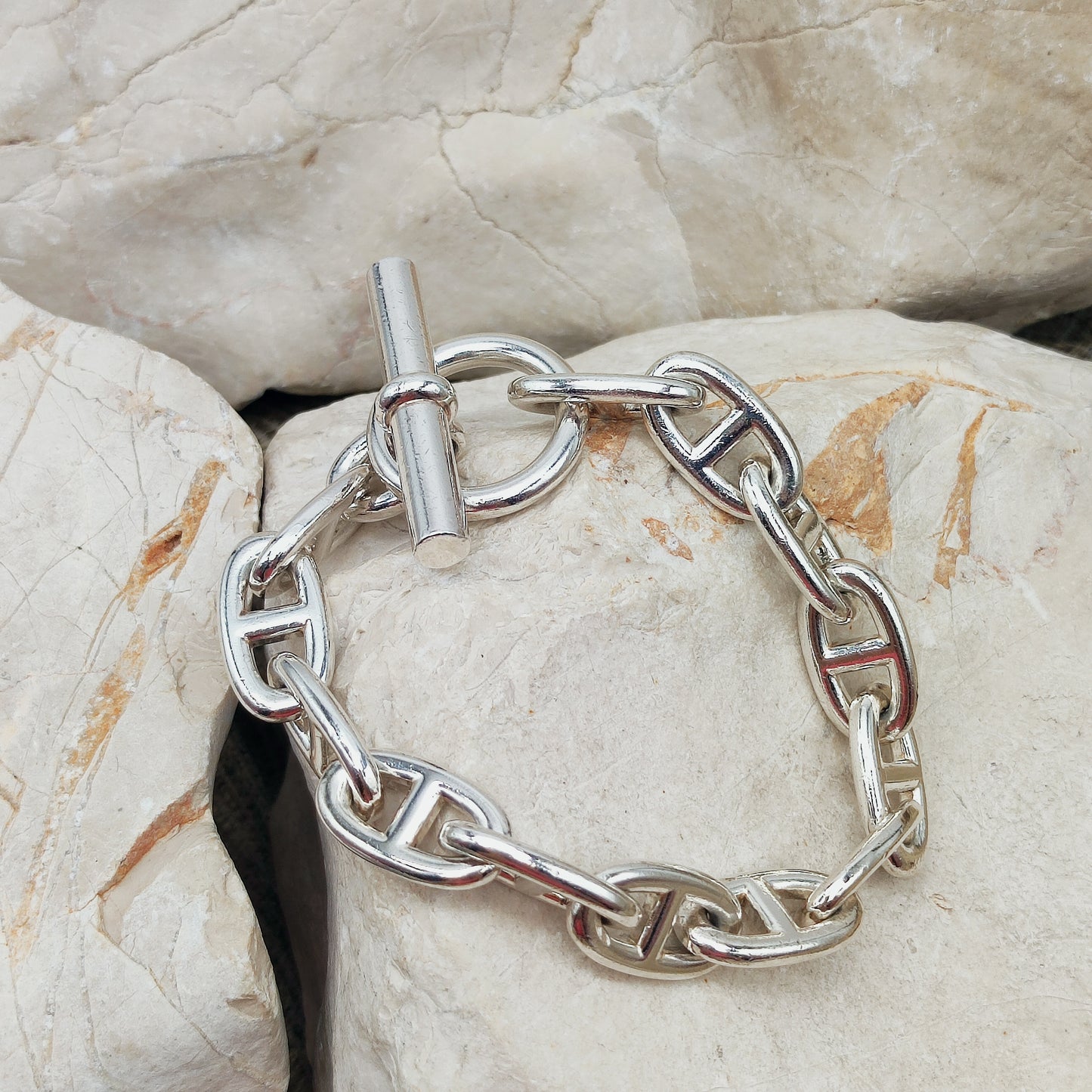 Vintage Hermès Chaîne d’Ancre Grand Modèle Sterling Silver Bracelet circa 1980