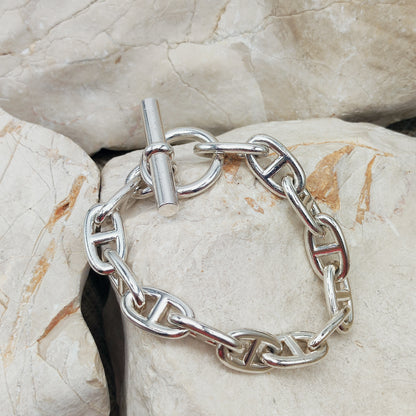 Vintage Hermès Chaîne d’Ancre Grand Modèle Sterling Silver Bracelet circa 1980