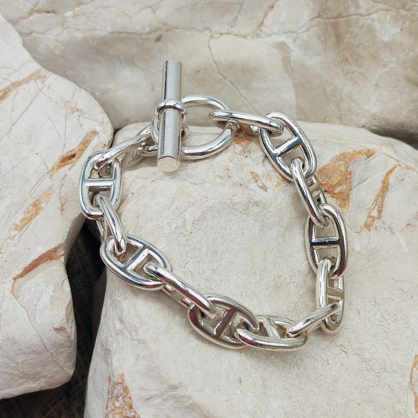Vintage Hermès Chaîne d’Ancre Grand Modèle Sterling Silver Bracelet circa 1980