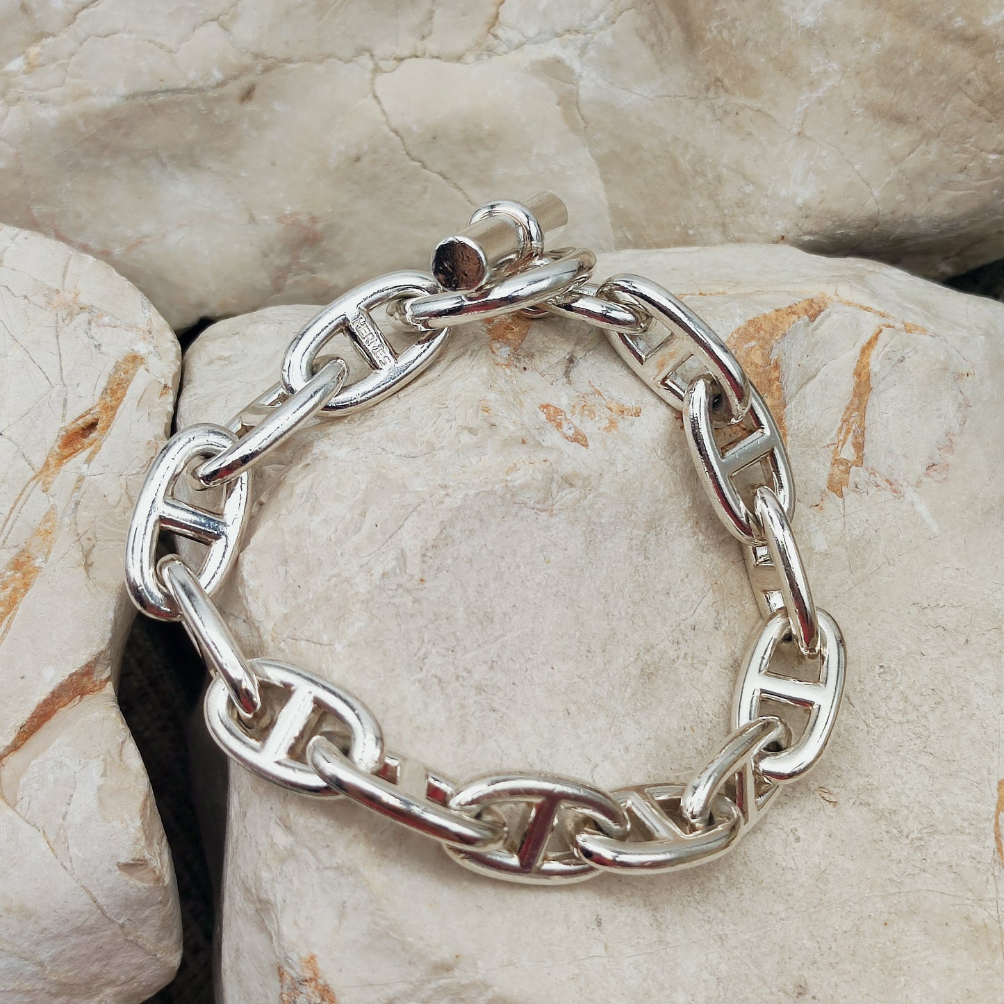 Vintage Hermès Chaîne d’Ancre Grand Modèle Sterling Silver Bracelet circa 1980