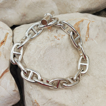 Vintage Hermès Chaîne d’Ancre Grand Modèle Sterling Silver Bracelet circa 1980