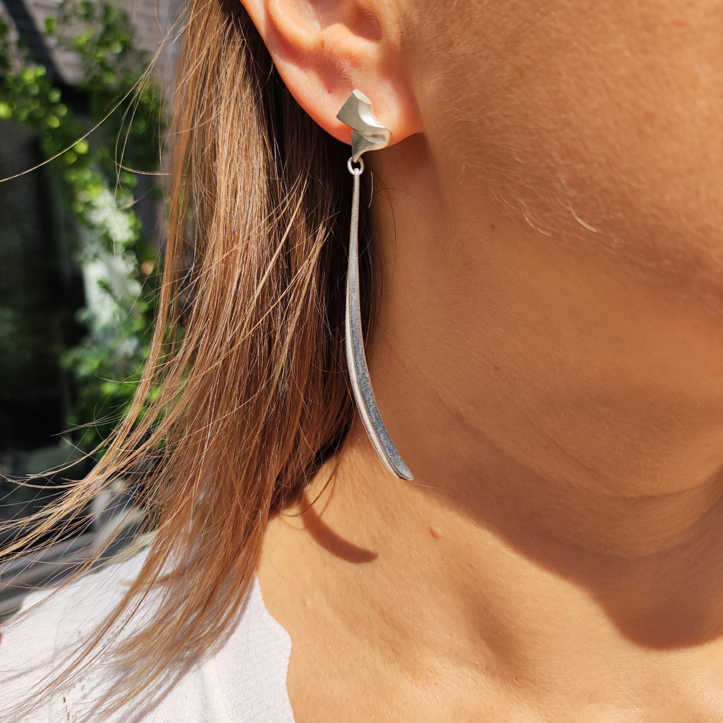 Lapponia Ibis Sterling Silver Drop Earrings by Zoltan Popovits, 1991