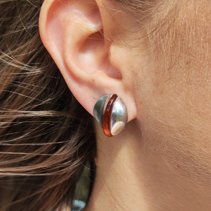 Lapponia Descriptive Silver and Amber Clip-On Earrings by Poul Havgaard