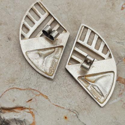 Lapponia Zanzibar Sterling Silver and Ebony Earrings by Zoltan Popovits, 1989