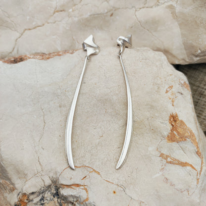 Lapponia Ibis Sterling Silver Drop Earrings by Zoltan Popovits, 1991