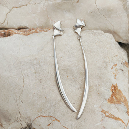 Lapponia Ibis Sterling Silver Drop Earrings by Zoltan Popovits, 1991