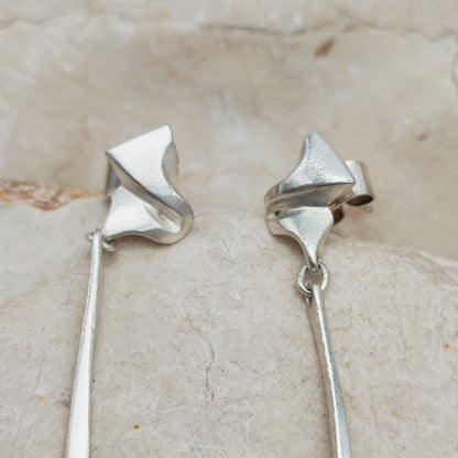 Lapponia Ibis Sterling Silver Drop Earrings by Zoltan Popovits, 1991