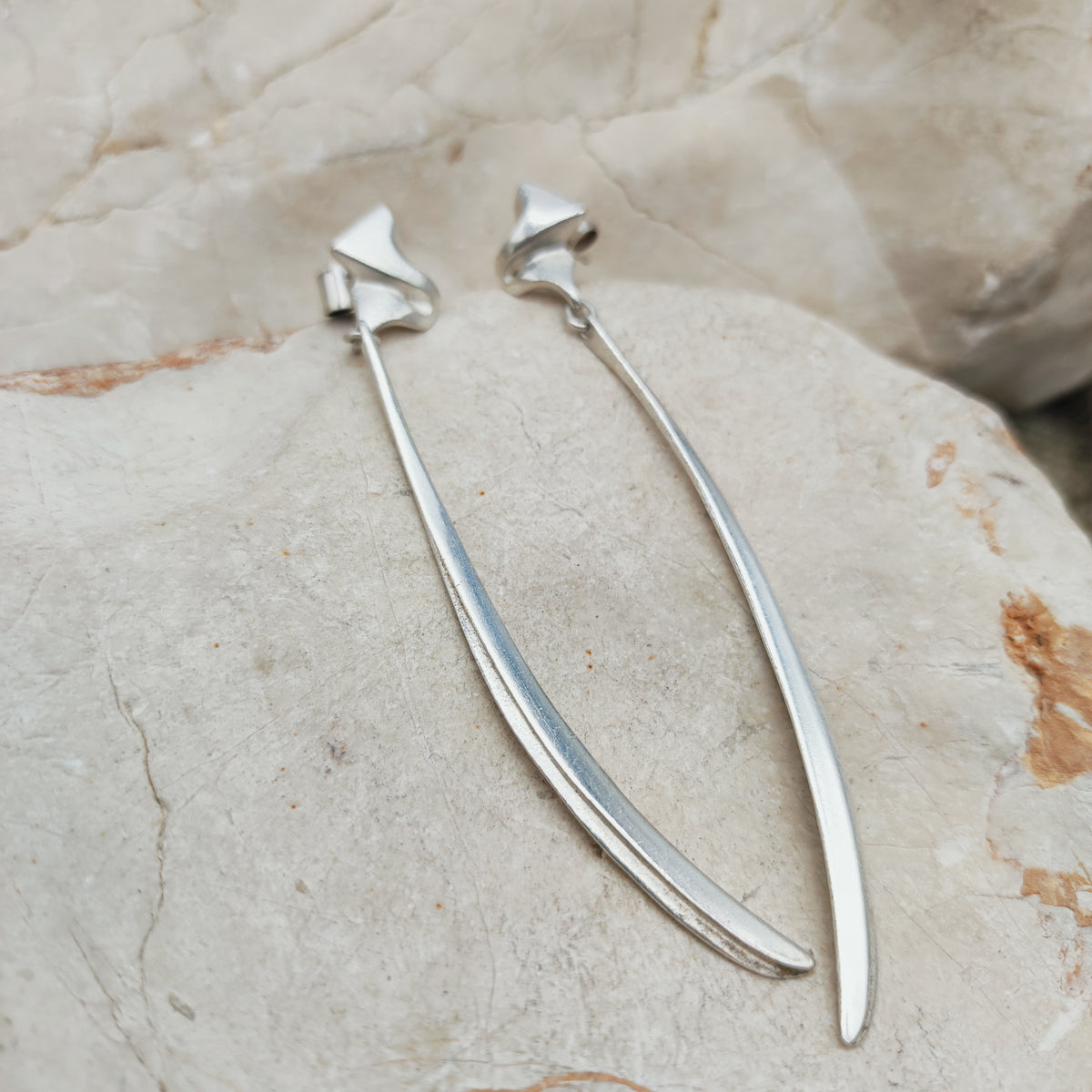Lapponia Ibis Sterling Silver Drop Earrings by Zoltan Popovits, 1991