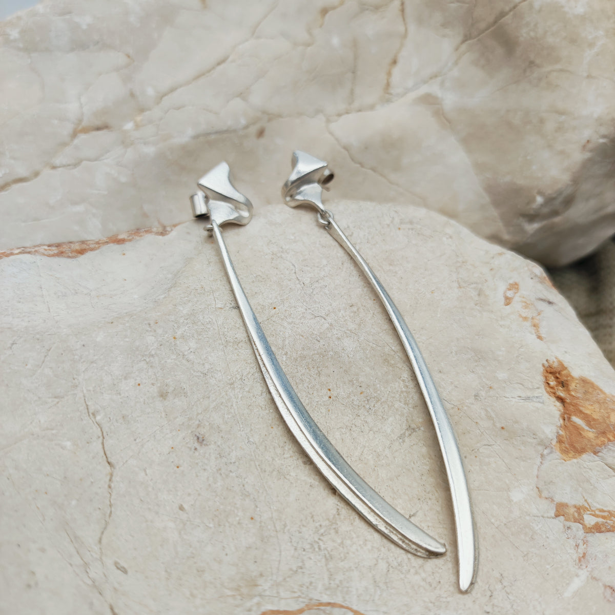 Lapponia Ibis Sterling Silver Drop Earrings by Zoltan Popovits, 1991