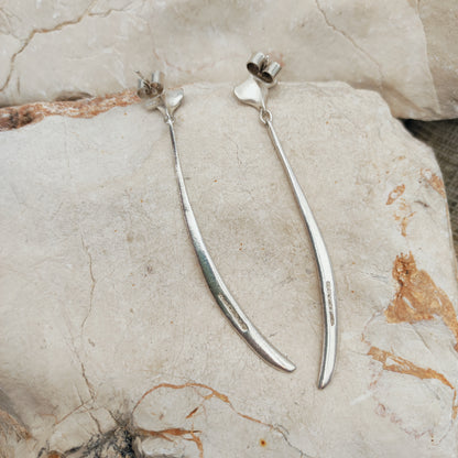 Lapponia Ibis Sterling Silver Drop Earrings by Zoltan Popovits, 1991