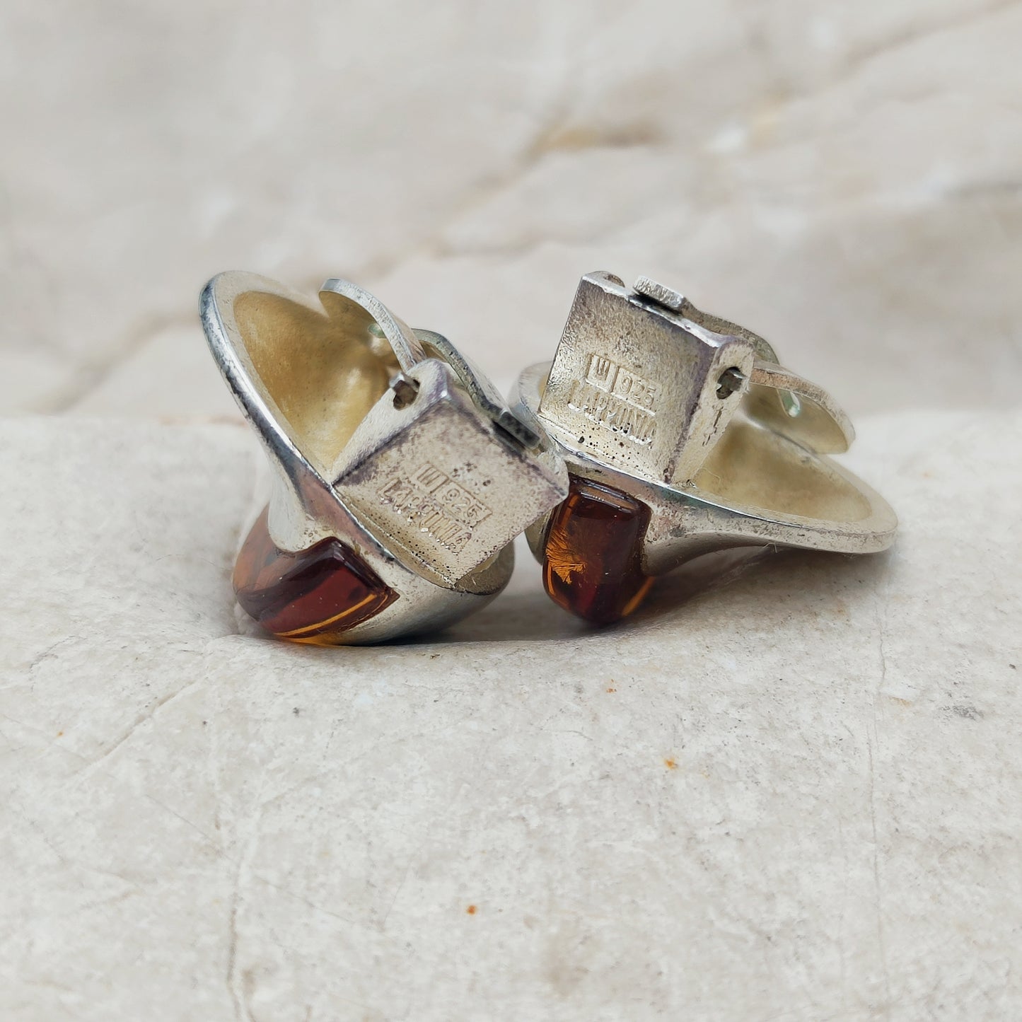 Lapponia Descriptive Silver and Amber Clip-On Earrings by Poul Havgaard