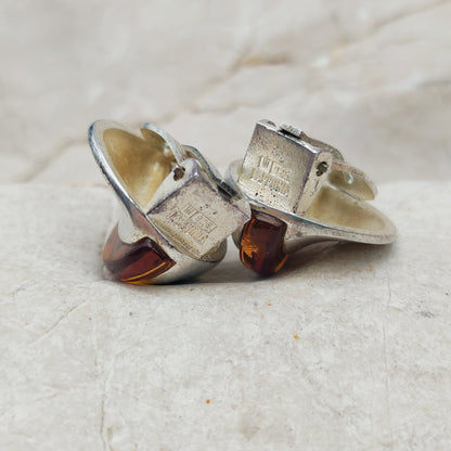 Lapponia Descriptive Silver and Amber Clip-On Earrings by Poul Havgaard