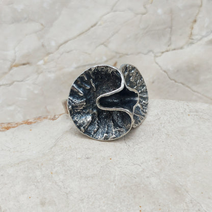 Vintage Theresia Hvorslev Sterling Silver Water Lily Ring, 1976