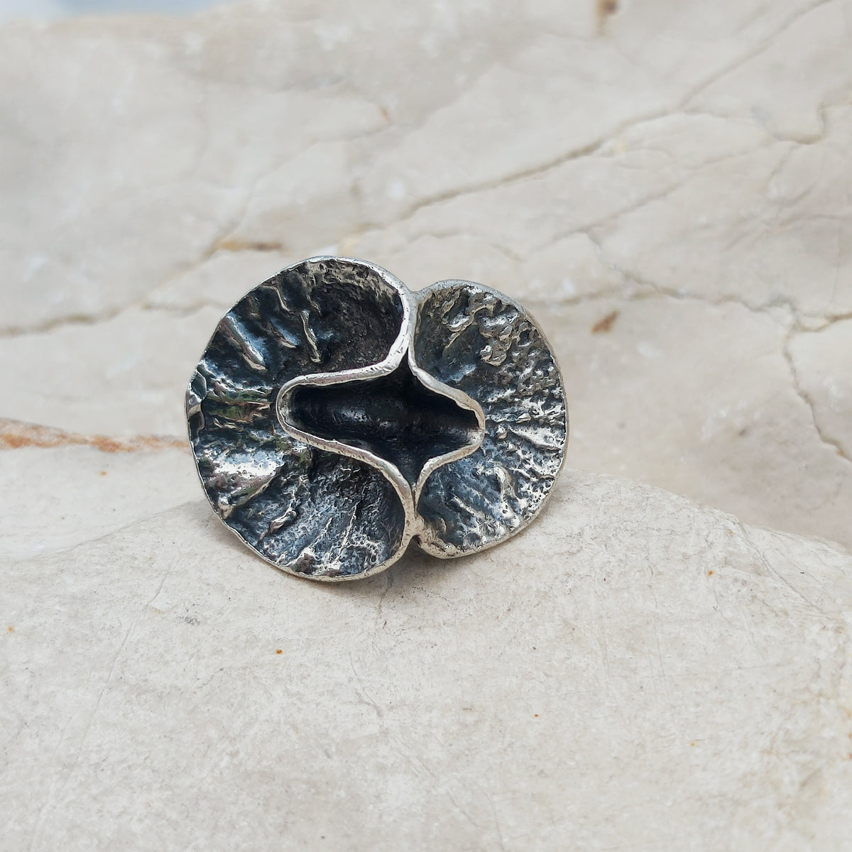 Vintage Theresia Hvorslev Sterling Silver Water Lily Ring, 1976