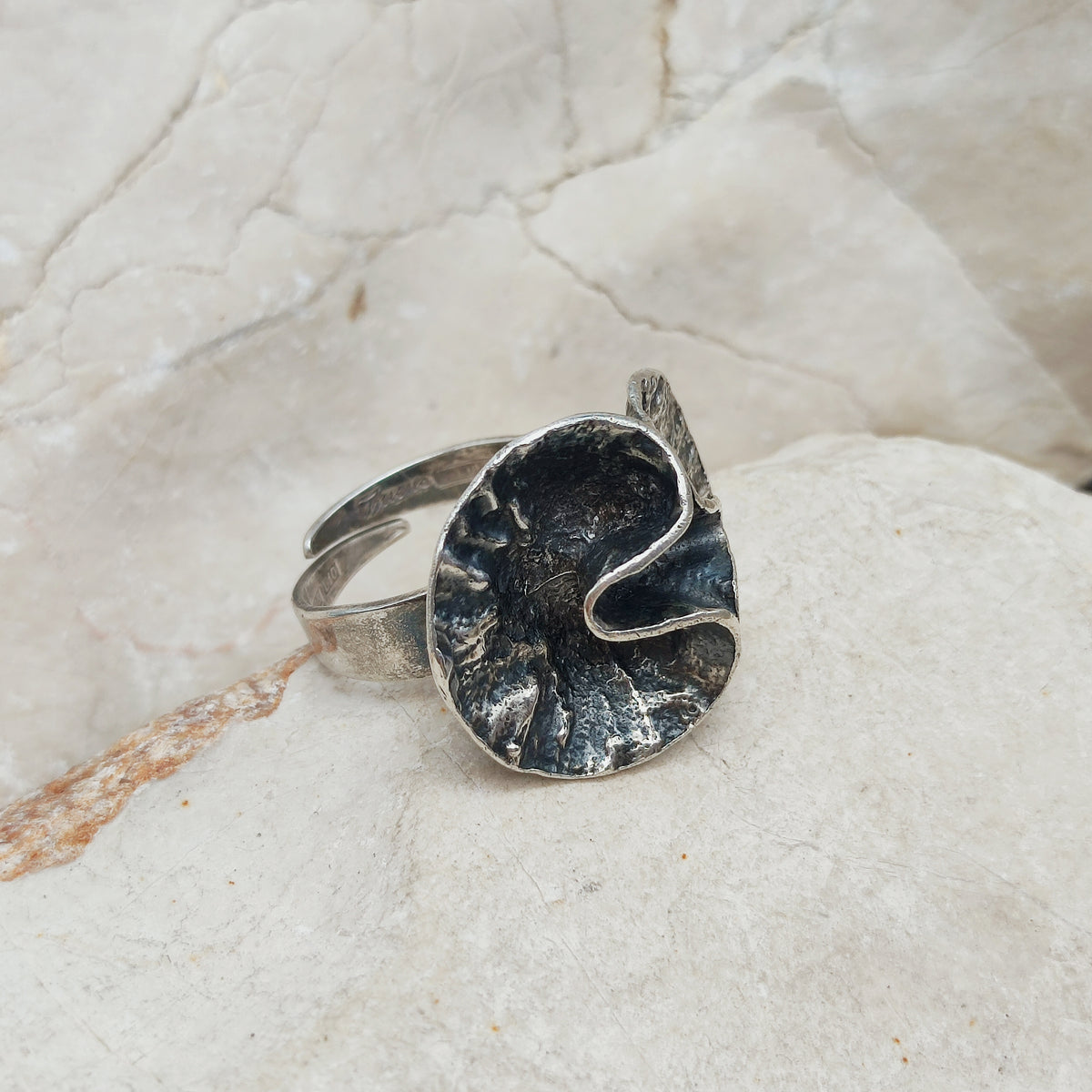 Vintage Theresia Hvorslev Sterling Silver Water Lily Ring, 1976