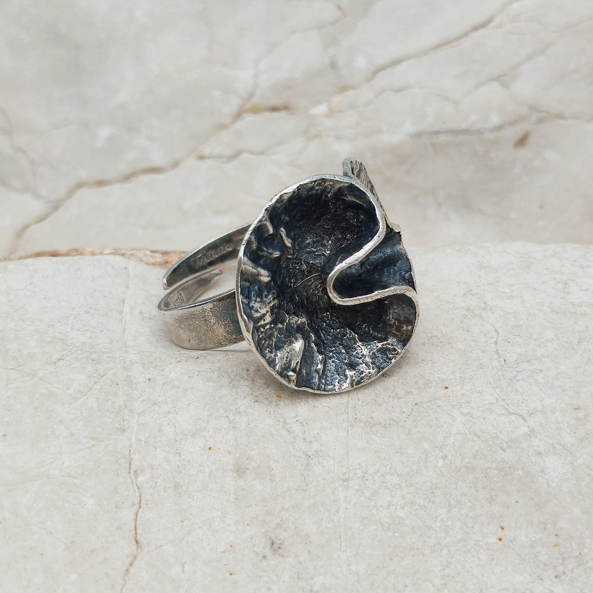 Vintage Theresia Hvorslev Sterling Silver Water Lily Ring, 1976