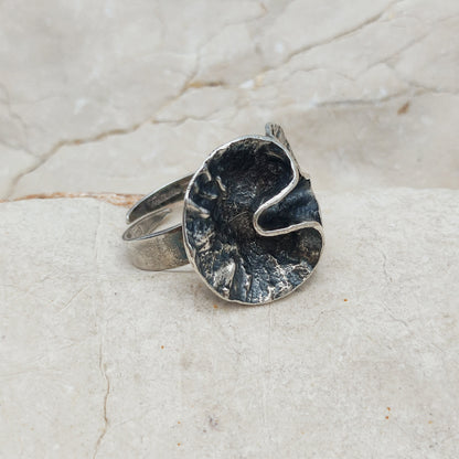 Vintage Theresia Hvorslev Sterling Silver Water Lily Ring, 1976