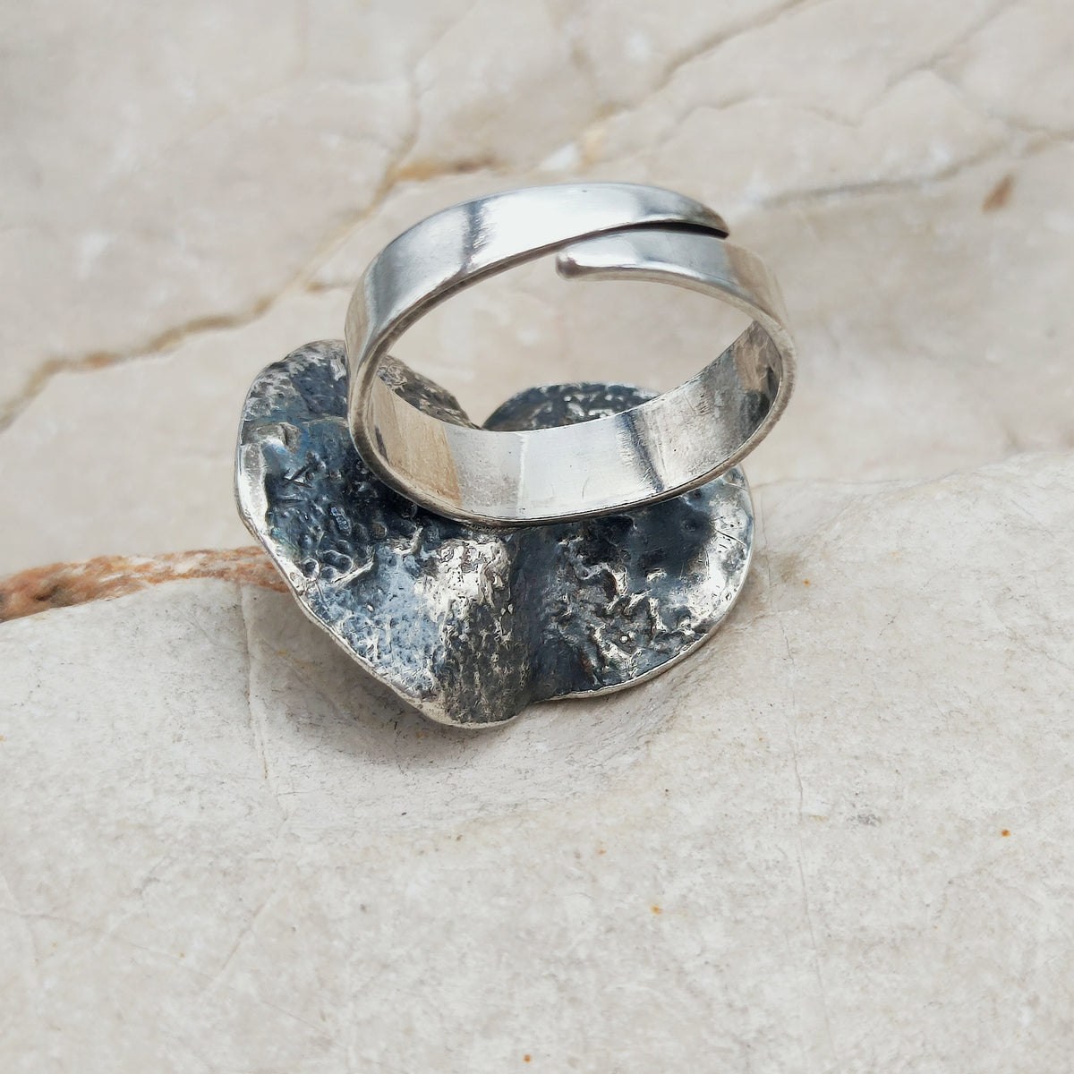 Vintage Theresia Hvorslev Sterling Silver Water Lily Ring, 1976