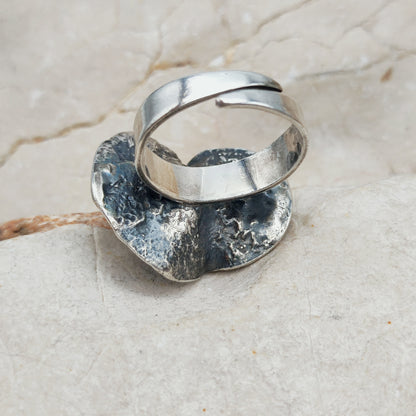 Vintage Theresia Hvorslev Sterling Silver Water Lily Ring, 1976