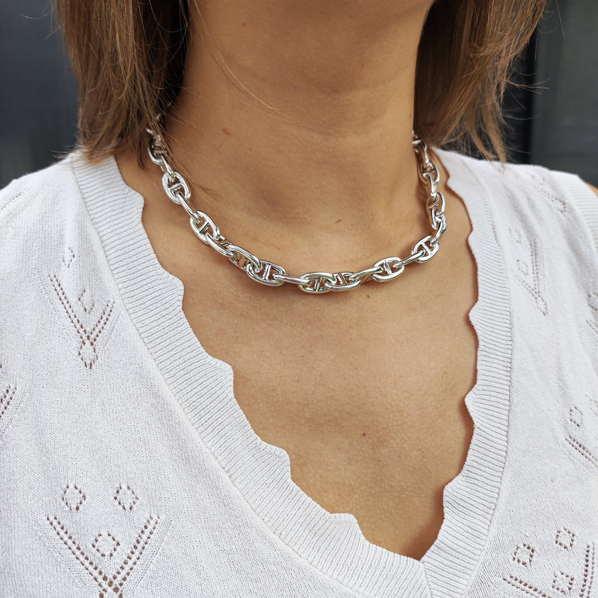 Vintage Hermès Chaîne d’Ancre Moyen Modèle Sterling Silver Necklace