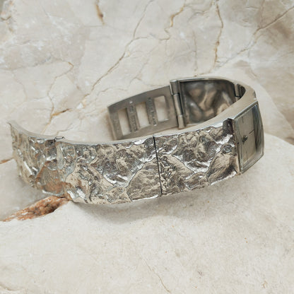 Brutalist Sterling Silver Bracelet Watch by Matti J. Hyvärinen for Sirokoru 1975