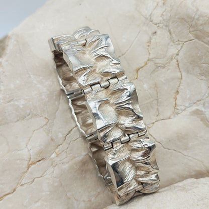 Textured Sterling Silver Panel Bracelet by Matti J. Hyvärinen for Sirokoru 1972