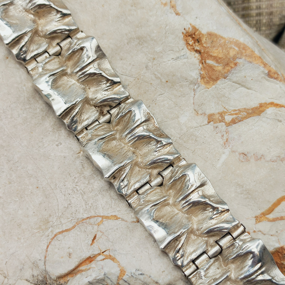 Textured Sterling Silver Panel Bracelet by Matti J. Hyvärinen for Sirokoru 1972