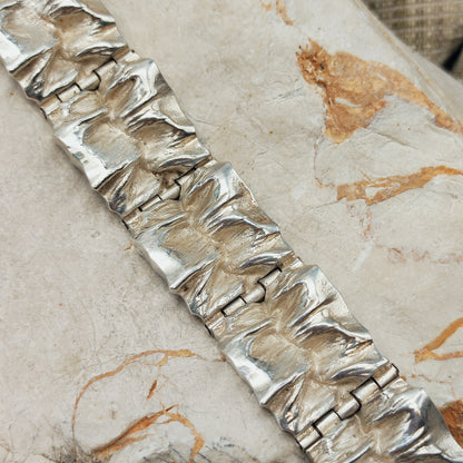 Textured Sterling Silver Panel Bracelet by Matti J. Hyvärinen for Sirokoru 1972