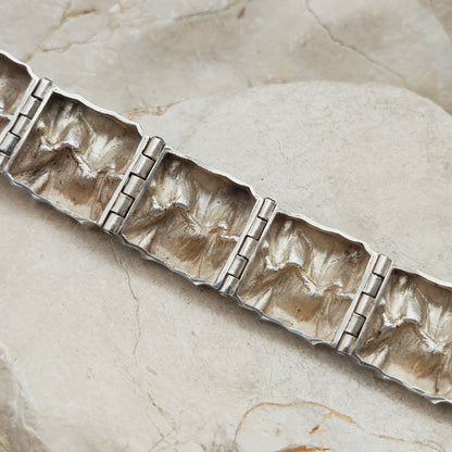 Textured Sterling Silver Panel Bracelet by Matti J. Hyvärinen for Sirokoru 1972