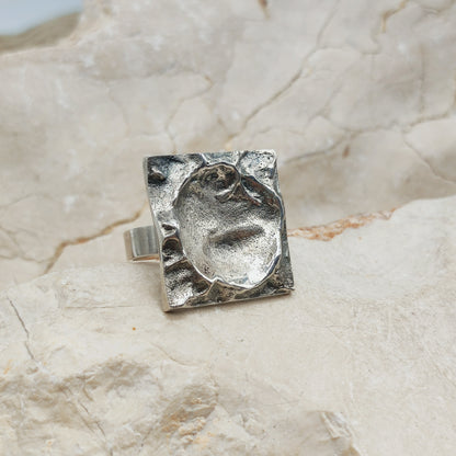 Lunar-Inspired Sterling Silver Statement Ring by Matti J. Hyvärinen for Sirokoru 1970