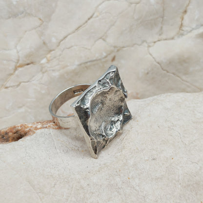 Lunar-Inspired Sterling Silver Statement Ring by Matti J. Hyvärinen for Sirokoru 1970