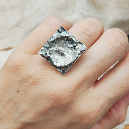 Lunar-Inspired Sterling Silver Statement Ring by Matti J. Hyvärinen for Sirokoru 1970