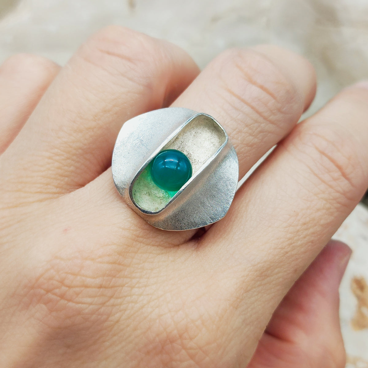Kinetic Modernist Silver Ring by Matti J. Hyvärinen 1973